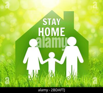 Stay safe, stay inside home. Save planet from COVID-19 coronavirus. Quarantine precaution to stay safe. Vector illustration Stock Vector