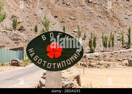 Botanical Garden in Khorog, the capital of Shughnon District in Gorno-Badakshan in the Pamir Mountains of Tajikistan. Stock Photo