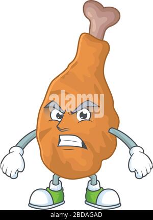 Mascot design style of fried chicken with angry face Stock Vector