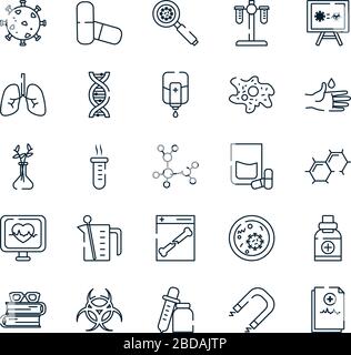 science, medication and investigation icon set over white background ...