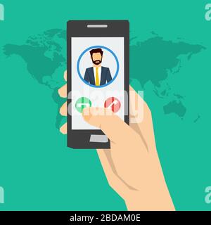 Call to man - hand with phone Stock Vector