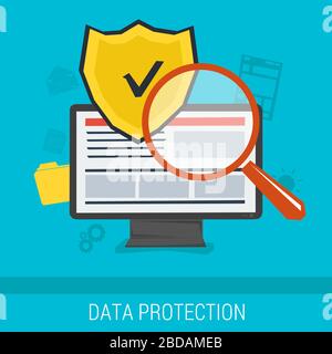 Data protection and safe work online Stock Vector