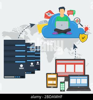 Internet server and cloud storage Stock Vector