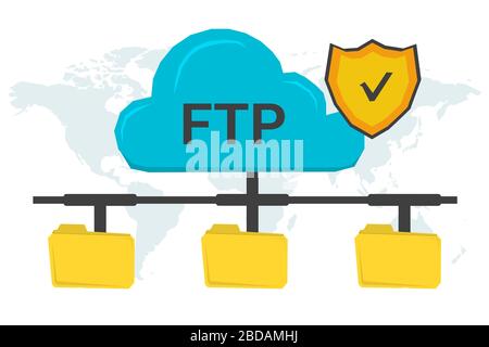 FTP concept with three folders Stock Vector