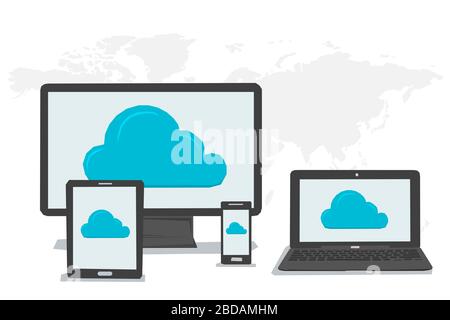 General cloud storage on different devices Stock Vector