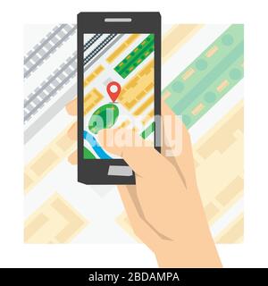 Mobile navigation concept - hand Stock Vector
