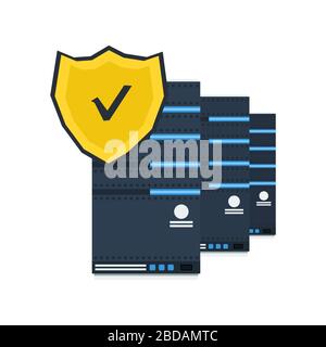 Server with protective shield Stock Vector