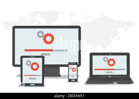 Concepts - UPDATE on different devices Stock Vector