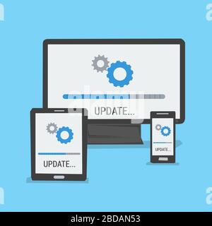 Update on different devices Stock Vector