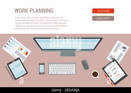 Vector concept of working process Stock Vector