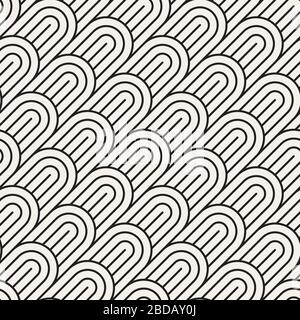 Vector seamless pattern. Concentric bold semi circles. Geometric striped ornament. Round lines stylish background. Stock Vector