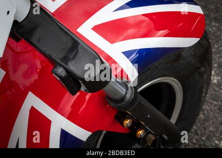 Union Jack painted on mudgard of a scooter, Martinborough, Wairarapa, New Zealand Stock Photo