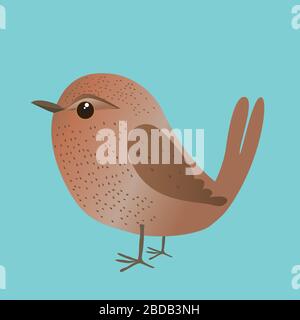 An illustration of a cute wren. Cartoon style Stock Vector