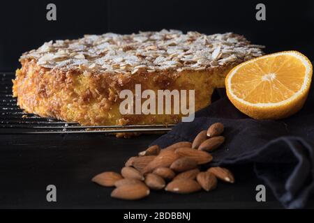 Spanish almond and orange flourless cake Stock Photo