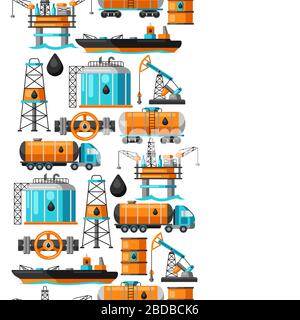 Seamless pattern with oil and petrol icons. Stock Vector