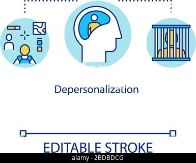 Depersonalization concept icon. Detachment from reality idea thin line illustration. Derealization. Mental disorder. Vector isolated outline RGB color Stock Vector