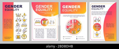 Gender equality brochure template. Right for education and workplace. Flyer, booklet, leaflet print, cover design with linear icons. Vector layouts Stock Vector