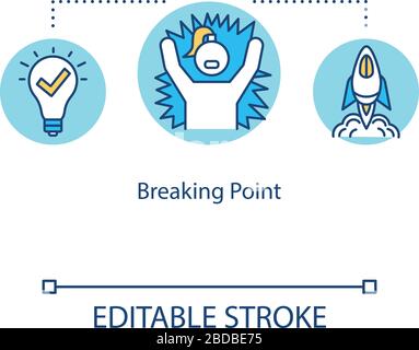 Breaking point concept icon. Emotional breakdown. Burnout idea thin line illustration. Stress, depression. Vector isolated outline RGB color drawing Stock Vector