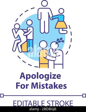 Apologize for mistakes concept icon. Friendship relationship advice. Best friends and couple conflict resolution idea thin line illustration. Vector Stock Vector