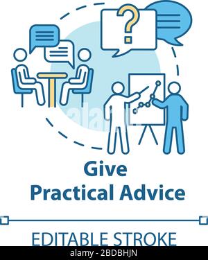 Give practical advice concept icon. Best friend guide and support. Planning solution, solving problem together idea thin line illustration. Vector Stock Vector
