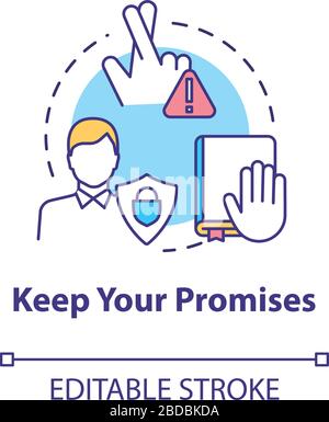 Keep your promises concept icon. People secrets keeping. Being loyal, dependable and trustworthy friend idea thin line illustration. Vector isolated Stock Vector
