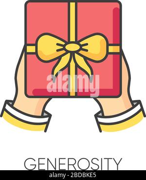 Generosity RGB color icon. Virtue, selfless giving. Birthday, holiday event, special occasion celebration symbol. Friendly relationship. Festive Stock Vector