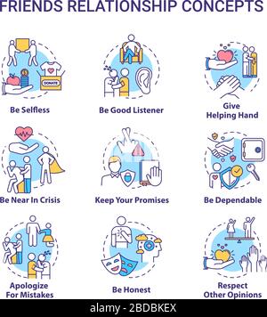 Best friends RGB color icons set. Strong interpersonal bond, emotional ...