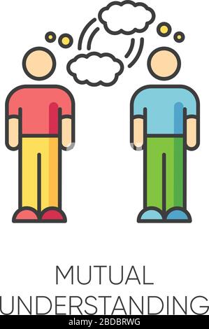 Mutual understanding RGB color icon. Psychological connection, strong interpersonal bond, friendship symbol. Friends communication, empathy and Stock Vector