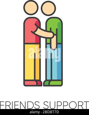Friends support RGB color icon. Friendly help assistance. Emotional bond, strong friendship, compassion and solidarity symbol. Interpersonal Stock Vector