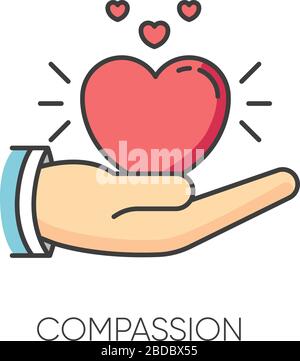 Compassion RGB color icon. Emotional support, friendly sympathy. Empathy, solidarity and friendship symbol. Voluntary care, charitable help and Stock Vector