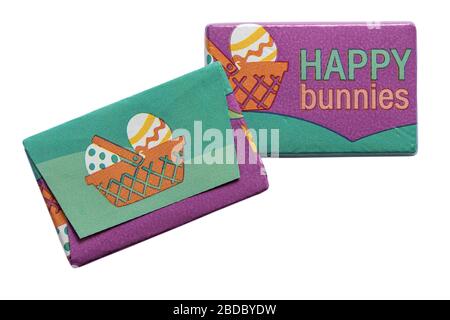 Happy bunnies milk chocolate bars isolated on white background - ideal for Easter - Easter egg eggs Stock Photo