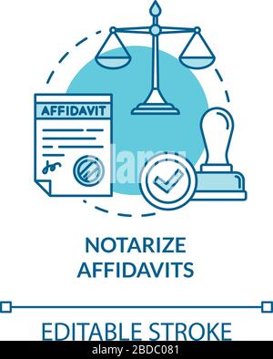 Notarize affidavits turquoise concept icon. Ownership claim. Jury verdict. Legal statement. Notary service idea thin line illustration. Vector Stock Vector