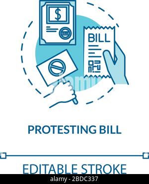 Protesting bill turquoise concept icon. Public law. Official statement. Social activist. Notary service idea thin line illustration. Vector isolated Stock Vector