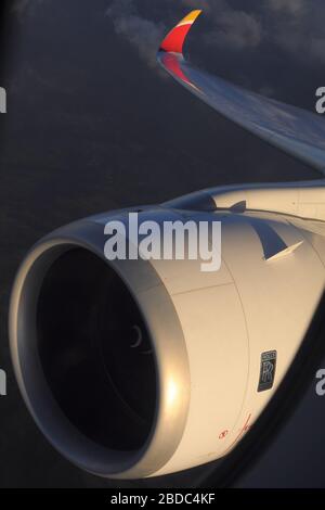 ROLLS-ROYCE TRENT XWB ENGINE ON IBERIA AIRBUS A350-900 Stock Photo
