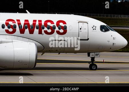 Swiss International Air Lines Airbus A220-100 HB-JBF at Frankfurt Airport Stock Photo