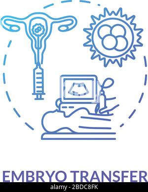 Embryo transfer blue concept icon. Fertilization help. Pregnancy aid. Infertility treatment. Reproductive technology idea thin line illustration Stock Vector