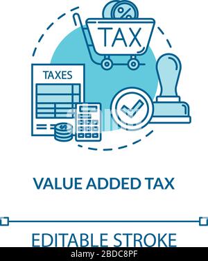 Value added tax turquoise concept icon. Consumption cost. Economy, finance. Regressive tax. Notary service idea thin line illustration. Vector Stock Vector