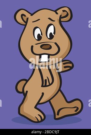 Vector illustration of a cute cartoon bear with a prominent tooth Stock Vector