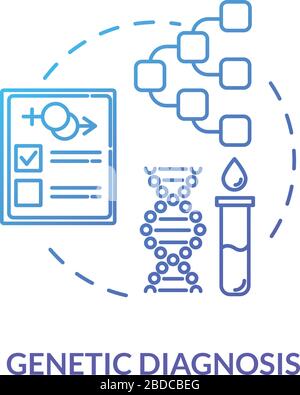 Genetic diagnosis blue concept icon. Biotech, evoluation. Scientific research. Laboratory analysis. Reproductive technology idea thin line Stock Vector