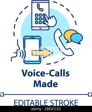 Voice-calls made concept icon. Chating with smartphone. Mobile phone service. Network connection. Roaming idea thin line illustration. Vector isolated Stock Vector