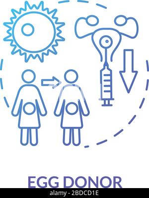 Egg donor blue concept icon. In vitro reproduction. Female infertility treatment. Embryos donation. Reproductive technology idea thin line Stock Vector