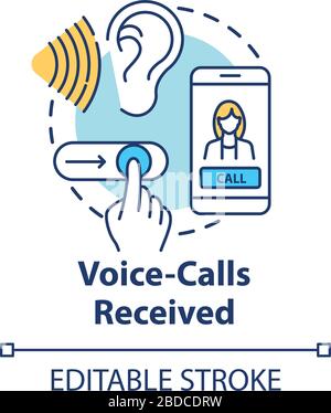 Voice-calls received concept icon. Connect with mobile phone. Chat with smartphone. Answer with slider. Roaming idea thin line illustration. Vector Stock Vector
