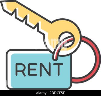 House key RGB color icon. Rent service. Real estate matters. Car, apartment, property rental . Renting deal. Business. Leasing agreement. Isolated Stock Vector