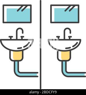 Communal bathroom RGB color icon. Bathing arrangement. Common washbasins. Shared bath. Dormitory conditions. Living accommodations. Isolated vector Stock Vector