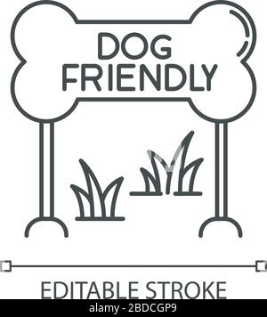 Dog friendly zone pixel perfect linear icon. Puppy allowed park and square, permitted territory. Thin line customizable illustration. Contour symbol Stock Vector