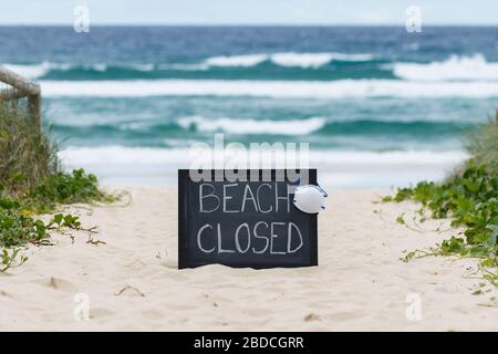 beach closed coronavirus, beach closed or shutdown concept amid covid-19 fears and panic over virus spread, ncov locks downs beaches around the world Stock Photo
