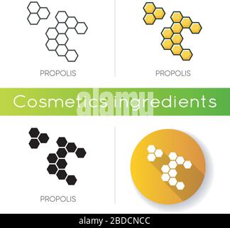 Propolis icon. Honey combs. Hive cell. Acne treatment component. Beekeeping, beeswax. Agriculture. Korean beauty cosmetic ingredient. Linear black and Stock Vector