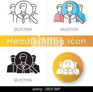 Selection icon. Linear black and RGB color styles. Executive search, professional headhunting, employment agency. Job candidates, recruits under Stock Vector