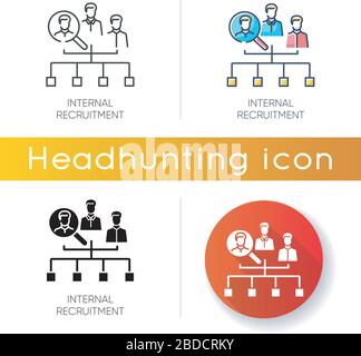 Internal recruitment icon. Linear black and RGB color styles. Job promotion, career opportunity. Professional growth. Vacancy candidate selection Stock Vector