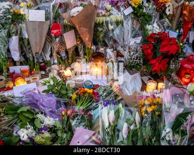 Tributes to George Michael outside his house in Highgate, north London ...